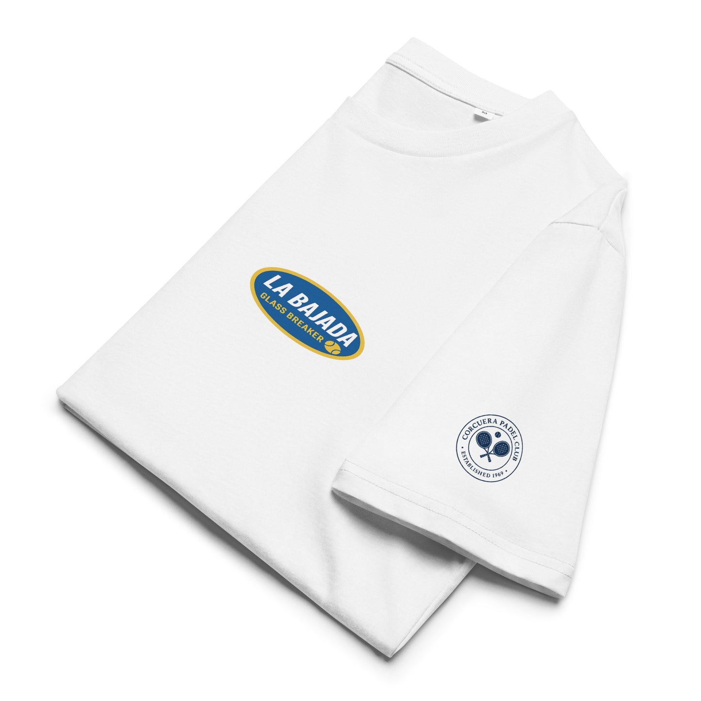 Close-up of the premium organic cotton material used in Corcuera's Unisex T-Shirt