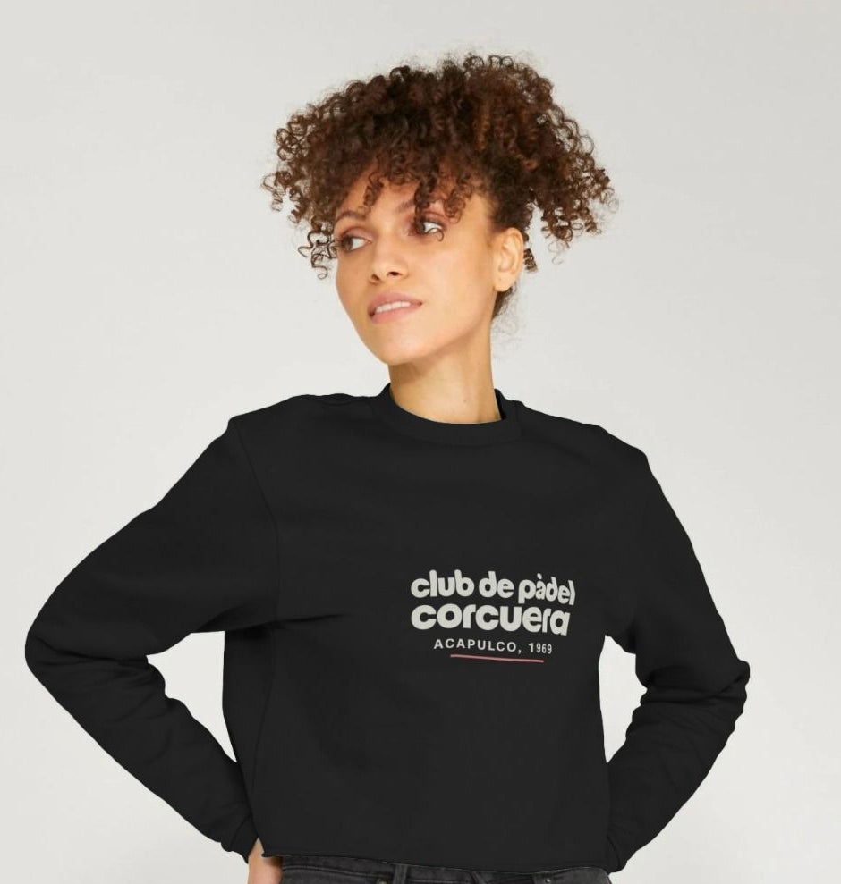 Women’s organic cotton boxy jumper – Club de Padel graphic front