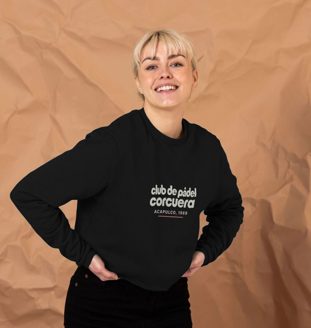 Women’s organic cotton boxy jumper – Club de Padel graphic front