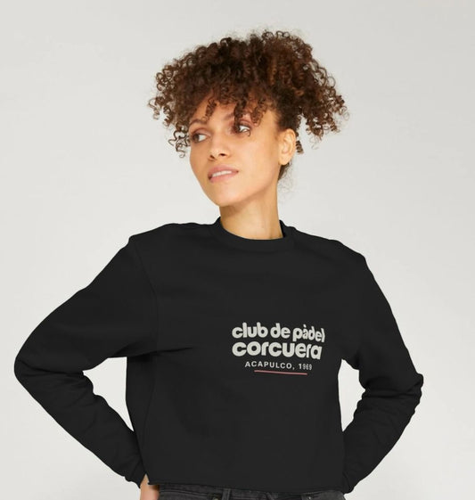 Women’s organic cotton boxy jumper – Club de Padel graphic front
