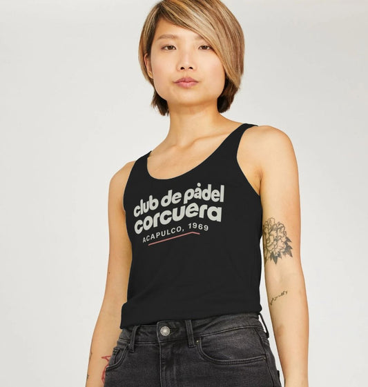 Corcuera Club de Padel Ladies Vest Top – front view in black